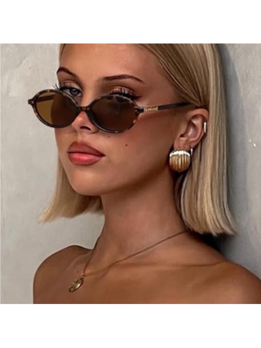 New Oval Tortoise Shell Sunglasses Gold Hardware